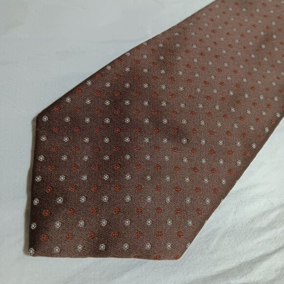 Vintage Brown & Orange Polka Dot Clip-On Tie By Mark Of California - Picture 2 of 5